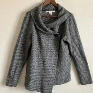 Women's Sweater Shawl Collar Cardigan Knitted Wool Blend Grey